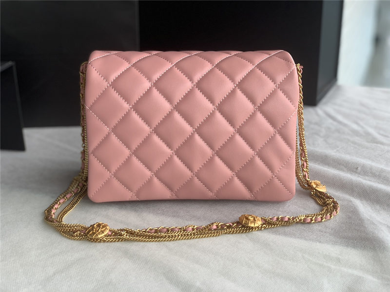 Chanel MINI FLAP BAG AS3378 Lambskin & Gold-Tone Metal Pink High