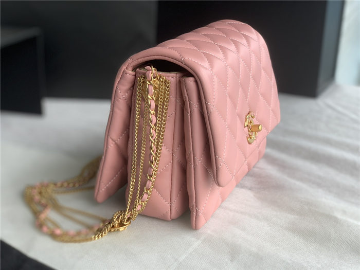 Chanel MINI FLAP BAG AS3378 Lambskin & Gold-Tone Metal Pink High