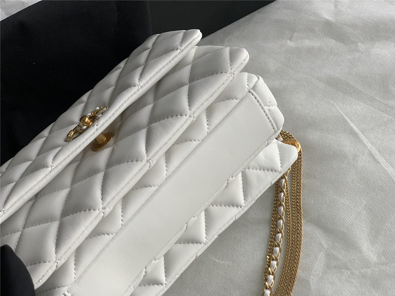 Chanel MINI FLAP BAG AS3378 Lambskin & Gold-Tone Metal White High