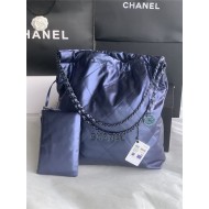 Chanel 22 LARGE HANDBAG Metallic Calfskin & Gold-Tone Metal AS3262 Navy High