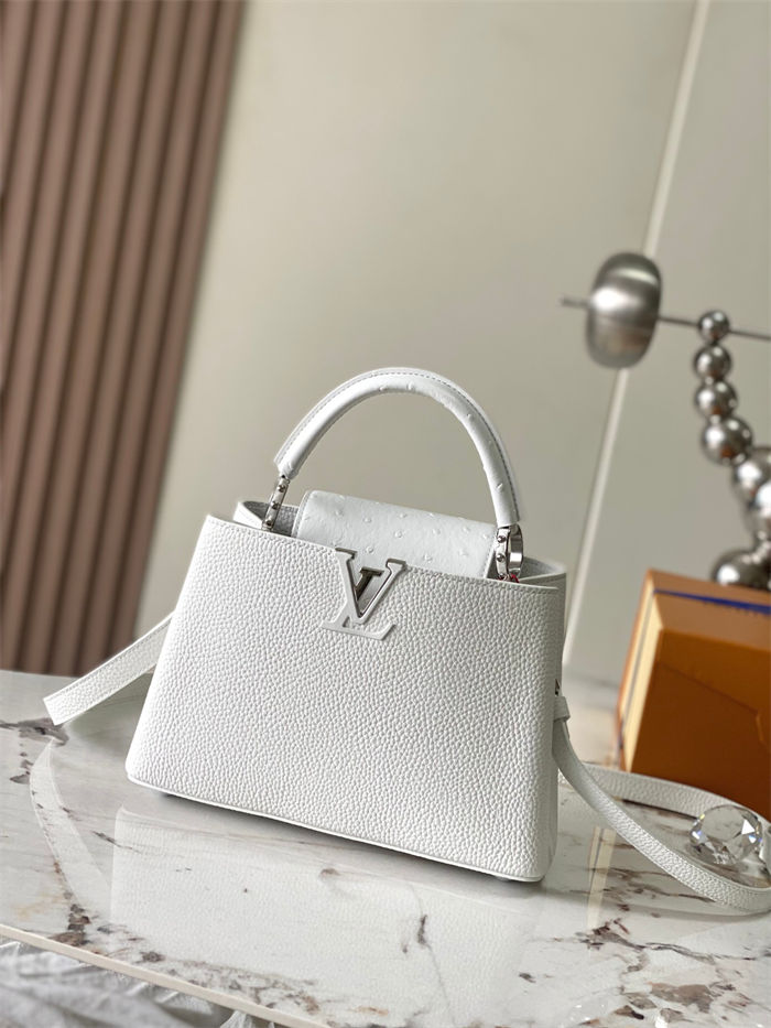 Louis Vuitton Capucines BB Bag Taurillon and ostrich leather N81409 White High