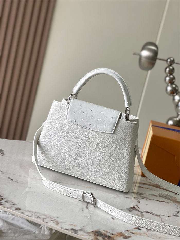 Louis Vuitton Capucines BB Bag Taurillon and ostrich leather N81409 White High