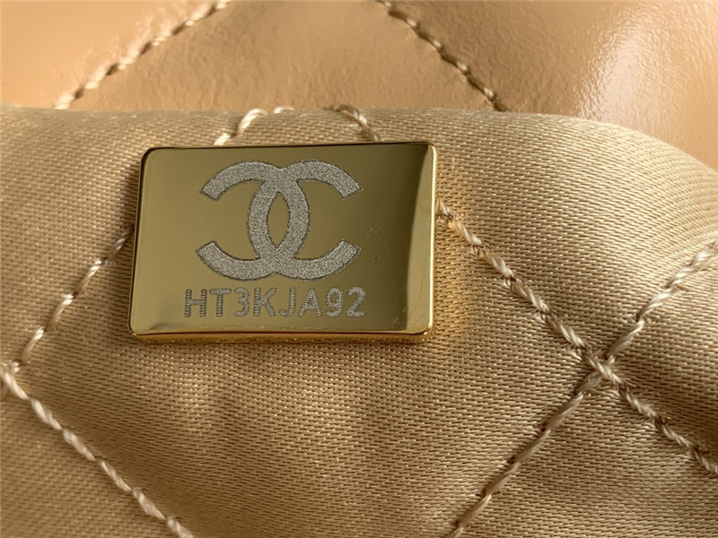 Chanel 22 SMALL HANDBAG Shiny Calfskin & Gold-Tone Metal AS3260 Camel High