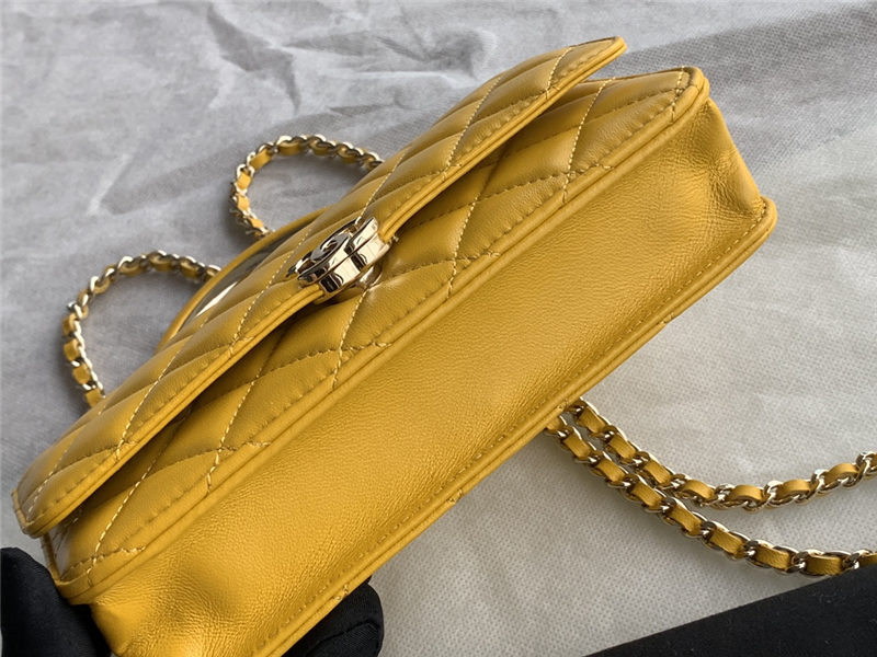 Chanel Wallet on Chain With Handle AP2844 Lambskin & Gold-Tone Metal Yellow High