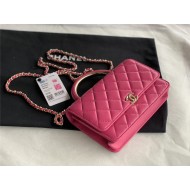 Chanel Wallet on Chain With Handle AP2844 Lambskin & Gold-Tone Metal Pink High