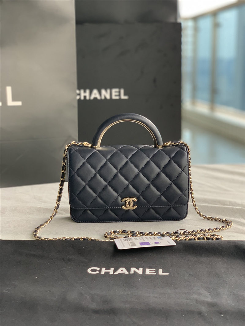 Chanel Wallet on Chain With Handle AP2844 Lambskin & Gold-Tone Metal Navy High