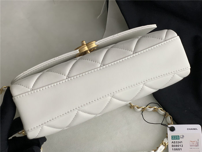 SMALL FLAP BAG Lambskin, Strass & Gold-Tone Metal AS3241 White High