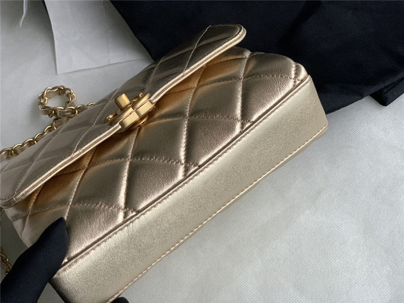 SMALL FLAP BAG Lambskin, Strass & Gold-Tone Metal AS3240 Gold High