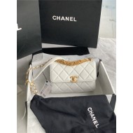 SMALL FLAP BAG Lambskin, Strass & Gold-Tone Metal AS3240 White High