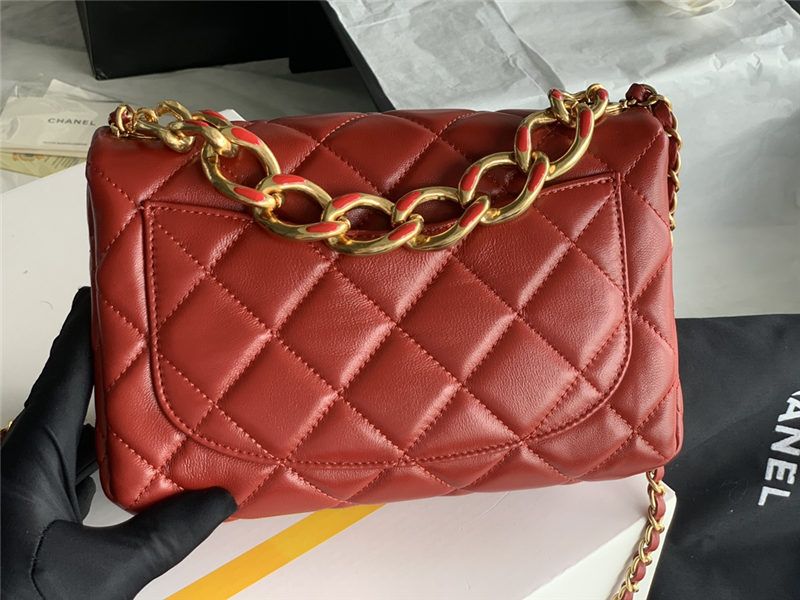 Small Flap Bag AS3367 Lambskin & Gold-Tone Metal Red High