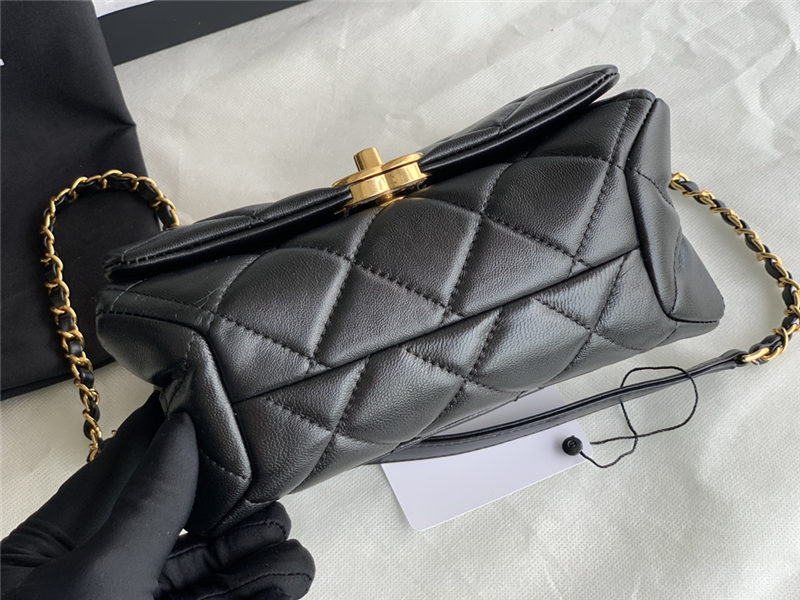 Mini Flap Bag AS3366 Lambskin & Gold-Tone Metal Black High