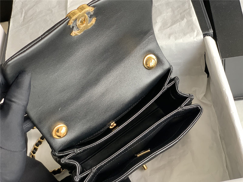 Mini Flap Bag AS3366 Lambskin & Gold-Tone Metal Black High