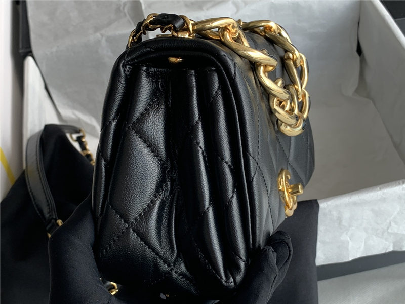 Mini Flap Bag AS3366 Lambskin & Gold-Tone Metal Black High