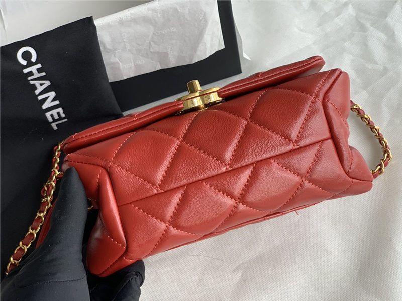 Mini Flap Bag AS3366 Lambskin & Gold-Tone Metal Red High