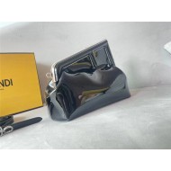 Fendi First Midi Bag Patent leather Black High