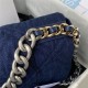 Large Chanel 19 Flap Bag Denim Silver Metal High