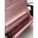 Classic Wallet on Chain A33814 Grained Calfskin Gold/Silver Metal Pink B