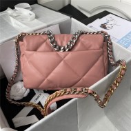 Chanel 19 Flap Bag Goatskin/Lambskin Coral Silver High