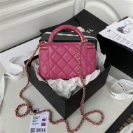 Chanel VANITY WITH CHAIN AP2846 Lambskin & Gold-Tone Metal Fuchsia A