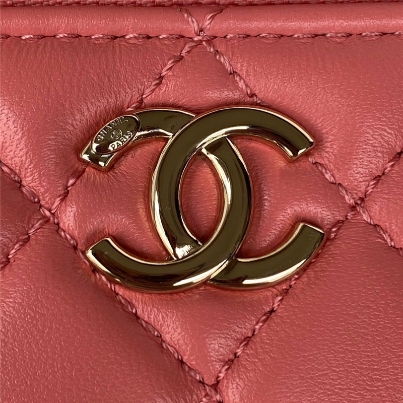 Chanel VANITY WITH CHAIN AP2846 Lambskin & Gold-Tone Metal Coral A