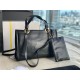 SMALL SHOPPING BAG AS3129 Calfskin Gold-Tone Metal Black High