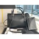 SMALL SHOPPING BAG AS3129 Calfskin Silver-Tone Metal Black High