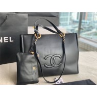 LARGE SHOPPING BAG AS3128 Calfskin Gold-Tone Metal Black High