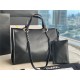 LARGE SHOPPING BAG AS3128 Calfskin Silver-Tone Metal Black High