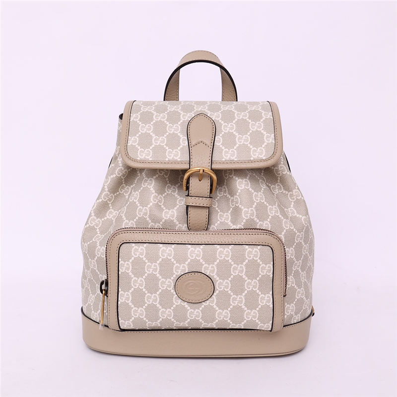 Backpack with Interlocking G 674147 Beige and White GG Supreme canvas High