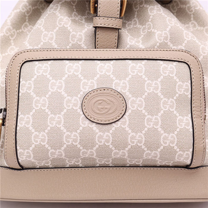 Backpack with Interlocking G 674147 Beige and White GG Supreme canvas High