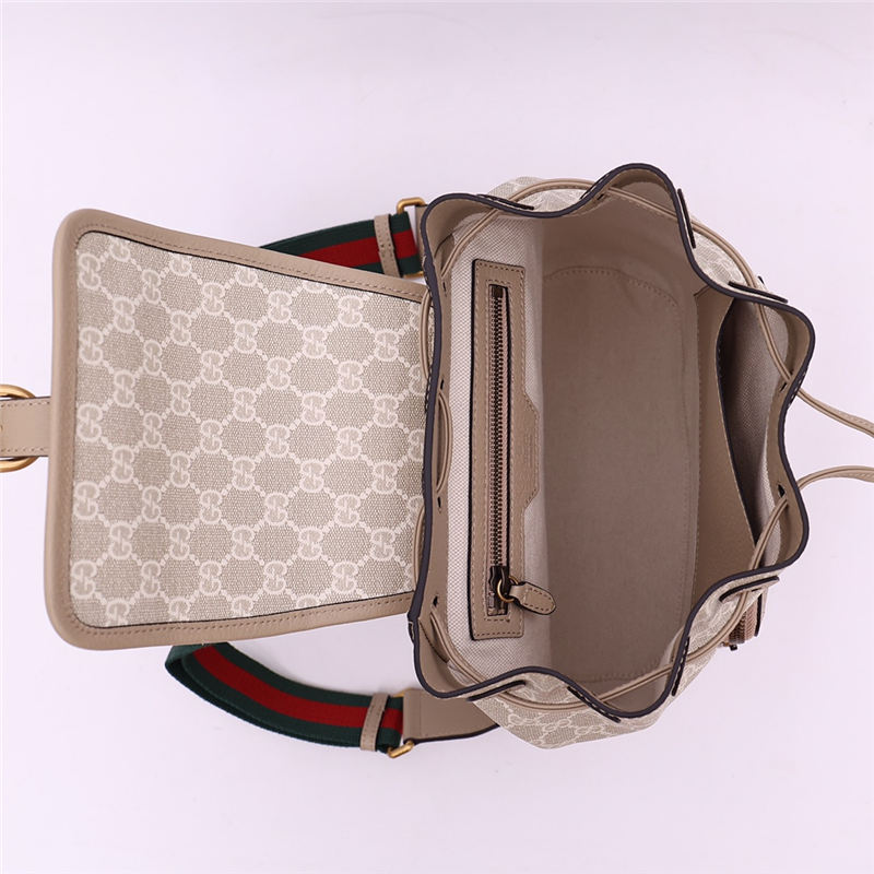 Backpack with Interlocking G 674147 Beige and White GG Supreme canvas High