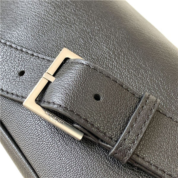 CLASSIC MONOGRAM BELT BAG IN LEATHER Black Silver High