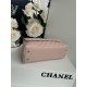 FLAP BAG WITH TOP HANDLE Grained Calfskin Pink-binding Gold Metal High