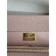 FLAP BAG WITH TOP HANDLE Grained Calfskin Pink-binding Gold Metal High