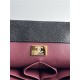 FLAP BAG WITH TOP HANDLE Grained Calfskin Black-binding Gold Metal High