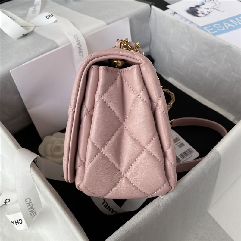 Small Flap Bag AS3367 Lambskin & Gold-Tone Metal Pink A