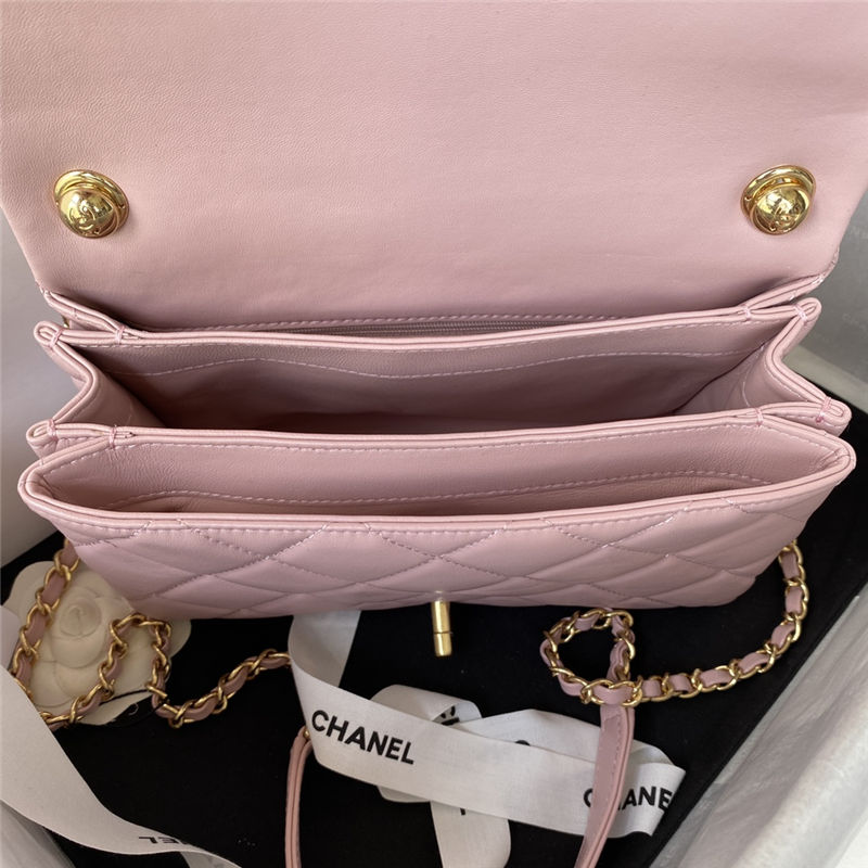 Small Flap Bag AS3367 Lambskin & Gold-Tone Metal Pink A