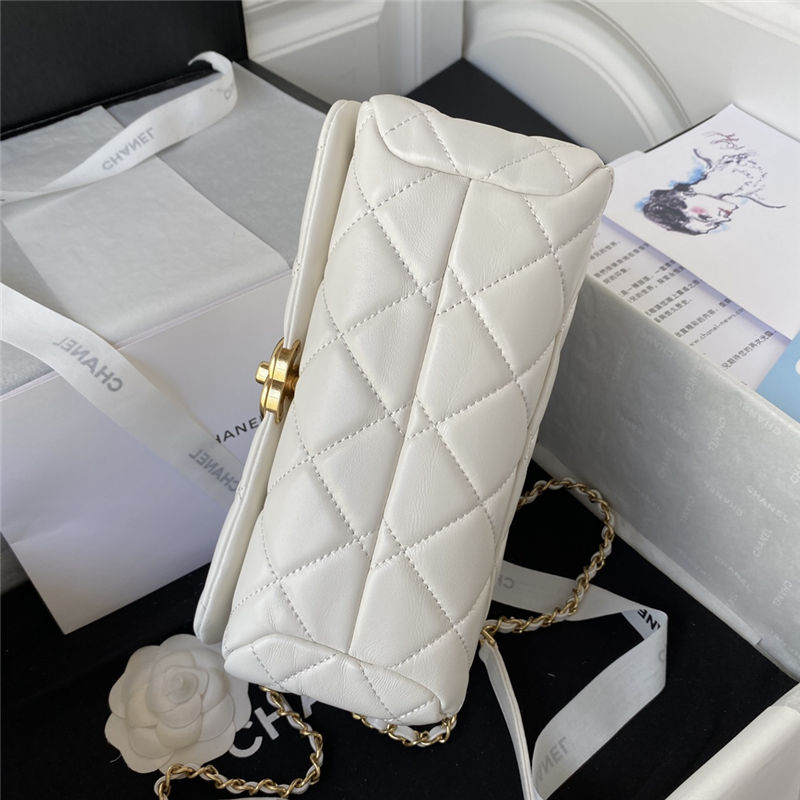 Small Flap Bag AS3367 Lambskin & Gold-Tone Metal White A