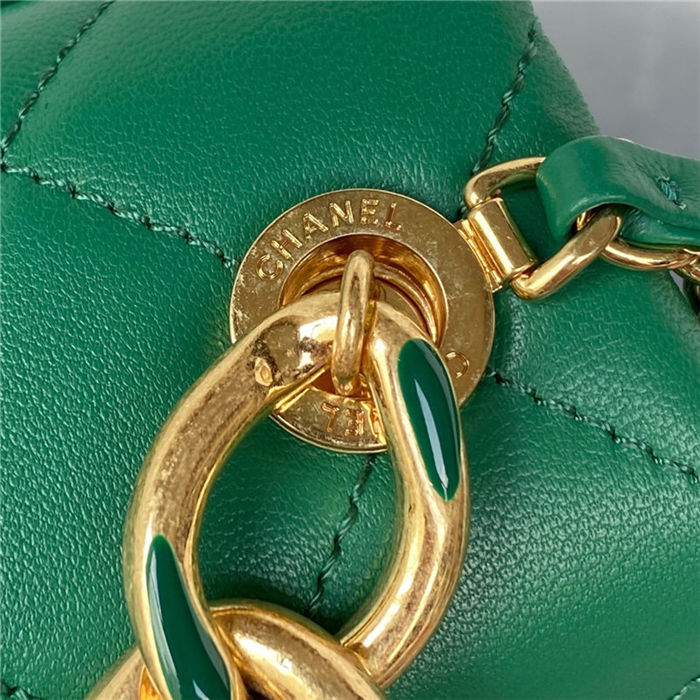 Small Flap Bag AS3367 Lambskin & Gold-Tone Metal Green A