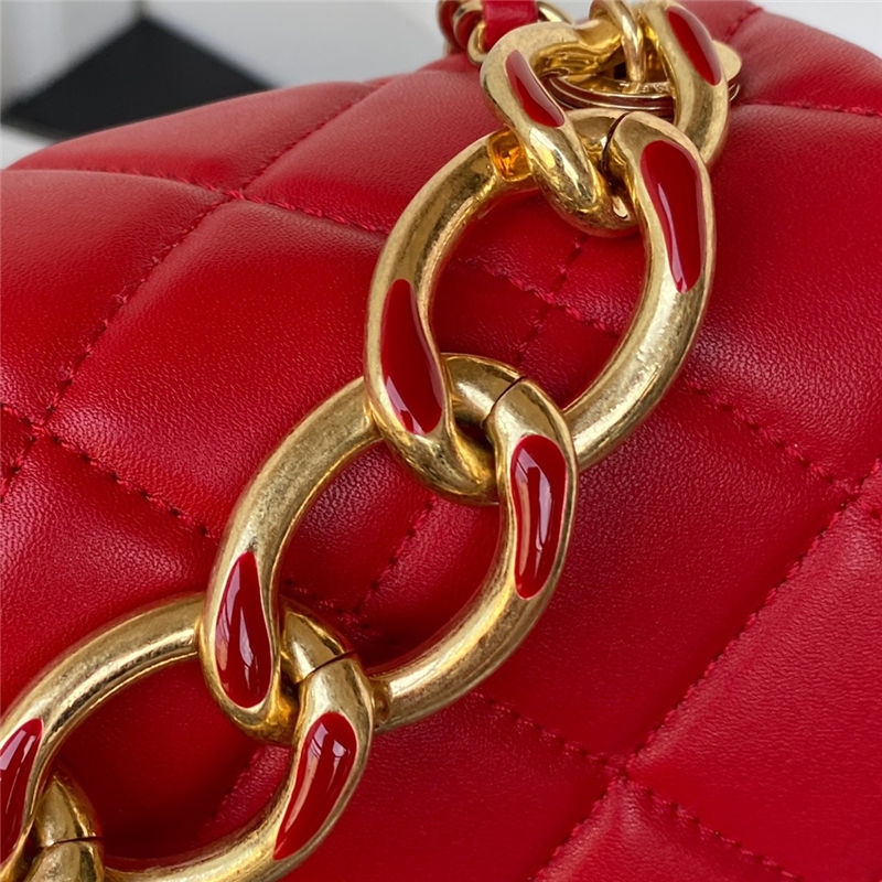 Small Flap Bag AS3367 Lambskin & Gold-Tone Metal Red A