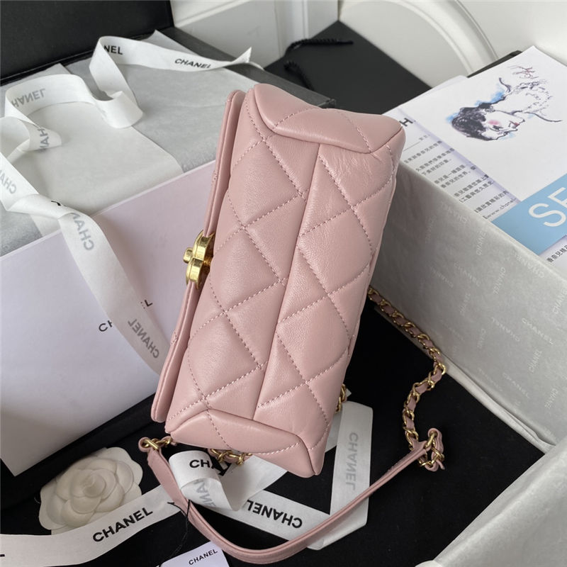 Mini Flap Bag AS3366 Lambskin & Gold-Tone Metal Pink A