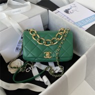 Mini Flap Bag AS3366 Lambskin & Gold-Tone Metal Green A