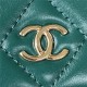 Chanel FLAP PHONE HOLDER WITH CHAIN Shiny Calfskin & Gold-Tone Metal AP2875 Green A