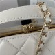 Chanel FLAP PHONE HOLDER WITH CHAIN Shiny Calfskin & Gold-Tone Metal AP2875 White A