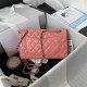 Small CLASSIC HANDBAG Lambskin Silver Metal D-Pink A