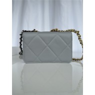 Chanel 19 WALLET ON CHAIN-A Shiny Lambskin, Gold/Silver-Tone & Ruthenium-Finish Metal Grey A