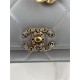 Chanel 19 WALLET ON CHAIN-A Shiny Lambskin, Gold/Silver-Tone & Ruthenium-Finish Metal Grey A