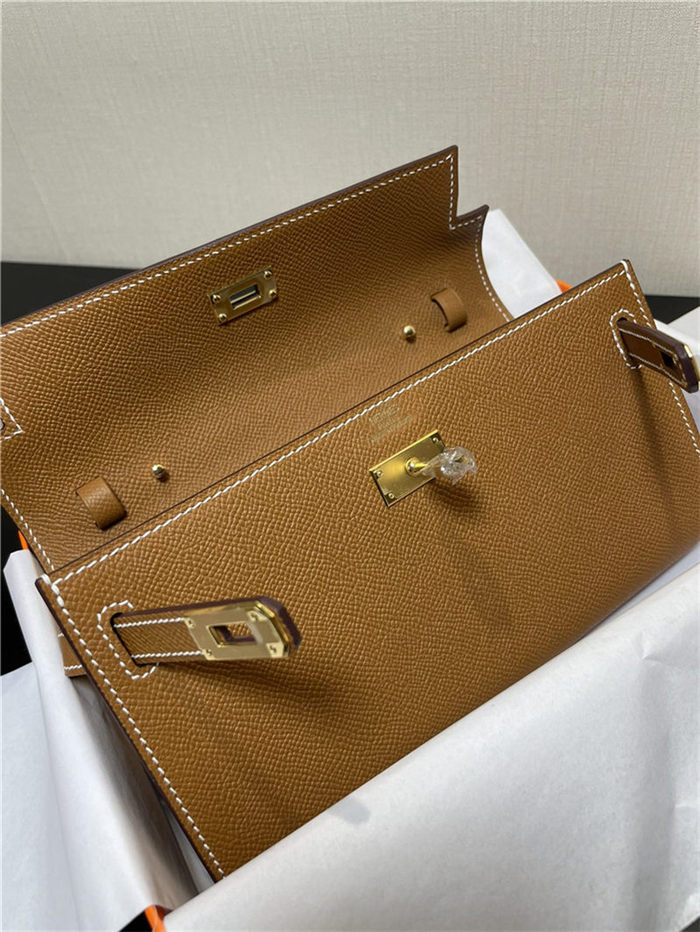 Hermes Kelly Classique To Go wallet Epsom calfskin Gold Gold-Metal WAX High