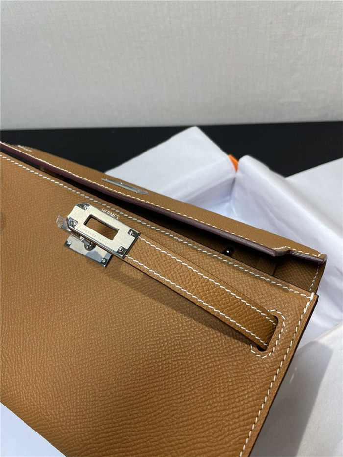 Hermes Kelly Classique To Go wallet Epsom calfskin Gold Silver-Metal WAX High