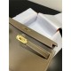 Hermes Kelly Classique To Go wallet Epsom calfskin Etoupe Gold-Metal WAX High